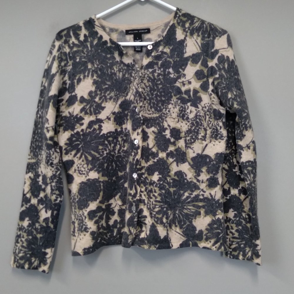 Jillian Jones Lambs Wool Angora floral Cardigan